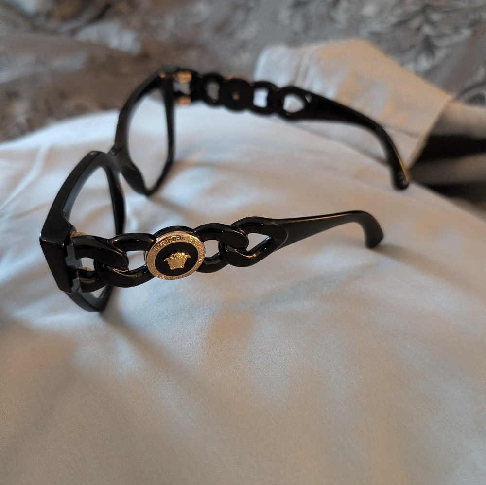 Chic Black and Gold Women's Designer Frames Versace VE4408 Medusa Style.